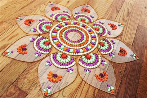 Rangoli Kundan Art Danmala Mandala Sunflower Kundan Rangoli Etsy