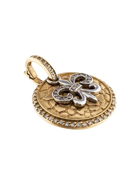 Pendant 14k Diamond Fleur De Lis Disc Pendant Gold 14k Yellow Gold