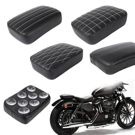 Coj N Trasero Negro Para Pasajero Asiento Con 8 Ventosas Para Harley