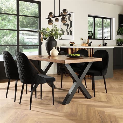 Franklin Industrial Dining Table Ricco Chairs Dark Oak Veneer