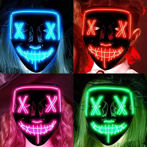 4Pack Halloween Scary Mask, LED Mask, LED Purge Mask, LED Light Up Mask ...