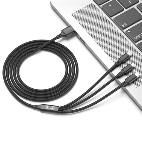 XO NB173 Multikabel 2 4A 1 2m Lightning USB C MicroUSB Svart 129 Kr