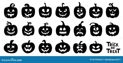 Halloween Pumpkin Silhouette Set Vector Illustration Stock Vector