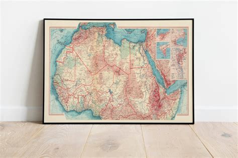 Geographical Map of North Africa Map Wall Decor Vintage Map Wall Art ...