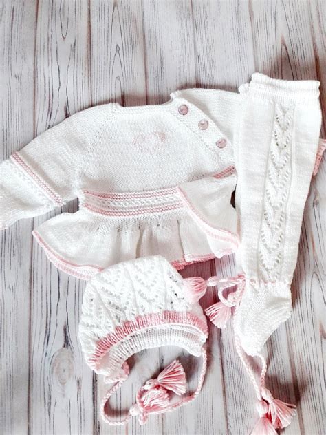 Knitted Baby White Clothes Newborn Girl. Cotton Baby Set. - Etsy