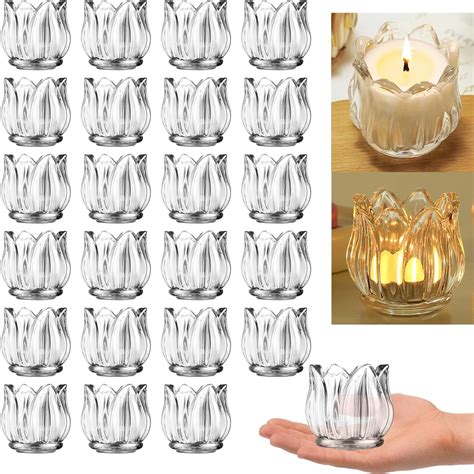 Goldeal Votive Candle Holders Set Of 24clear Thick Glass Tea Light Candle Holder