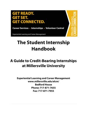 Fillable Online Millersville The Student Internship Handbook