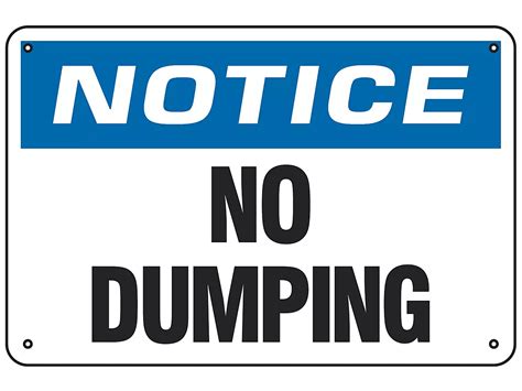 "No Dumping" Sign - Aluminum S-19214A - Uline