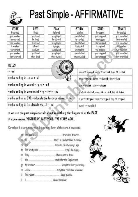 Past Simple Regular And Affirmative Esl Worksheet By Nattie