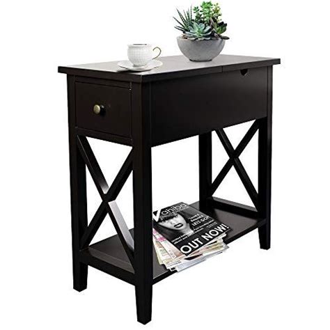 Choochoo End Table Mdf Material Flip Top Narrow End Table With Drawer