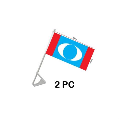 2pc Bendera Pkr Car Flag Stick And Stand 15x30cm Pati Keadilan Rakyat