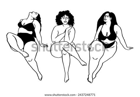 Curvy Nude Women Body Line Art Stock Vector Royalty Free