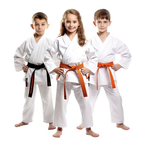 Group Of Karate Kids Wearing Martial Arts Uniforms Activity Art