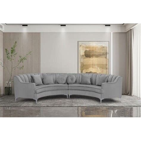 Curved Grey Velvet Sofa Baci Living Room