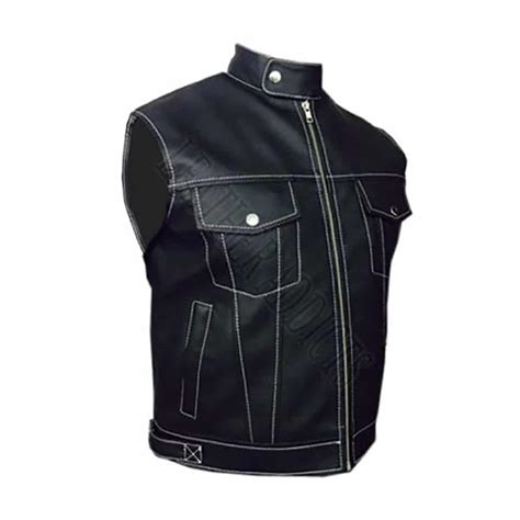 Mens Biker Style Vest Waistcoat Black Leather Motorcycle B18 Leather Addicts