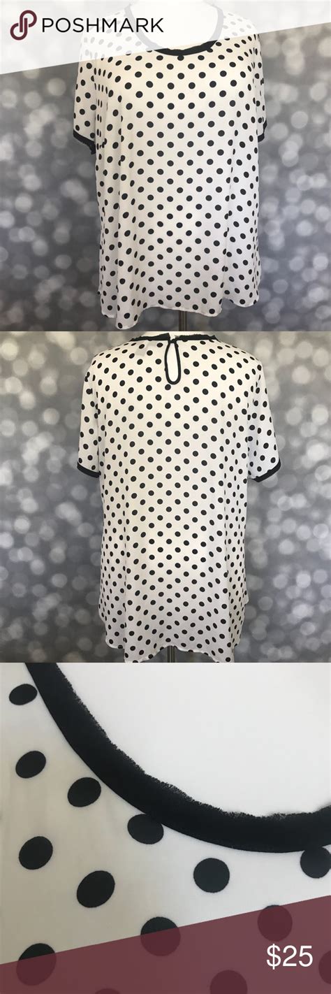 Lane Bryant Polka Dot Top Size 26 28 White With Black Polka Dots