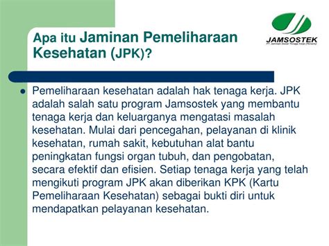 Ppt Pelaksanaan Program Jaminan Pemeliharaan Kesehatan Jpk Dan