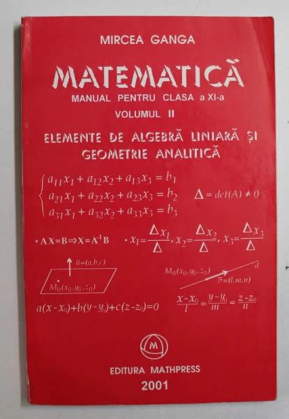 MATEMATICA MANUAL PENTRU CLASA A XI A VOL II ELEMENTE DE ALGEBRA