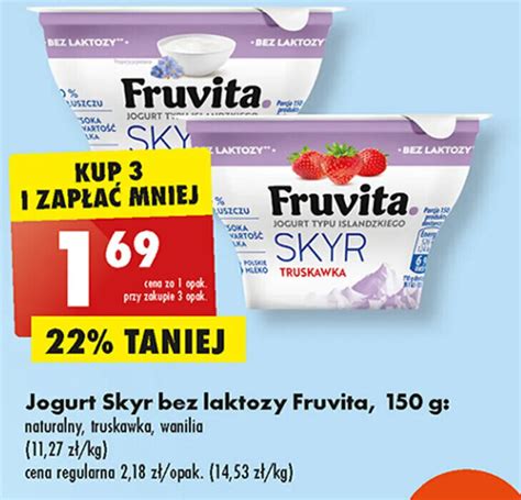 Promocja Jogurt Skyr Bez Laktozy Fruvita 150 G W Biedronka