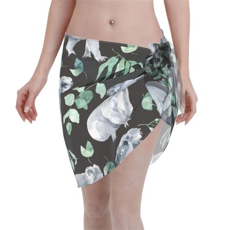 Disketp Cartoon Koala Bear Women Swimsuit Cover Up Short Chiffon Summer Beach Sarong Bikini Wrap