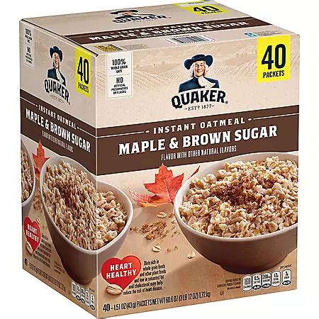 Quaker Instant Oatmeal, Maple Brown Sugar (40 pk.) - Sam's Club