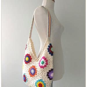 Granny Square Bag Shabby Chic Bag Slouchy Hobo Bag S Etsy