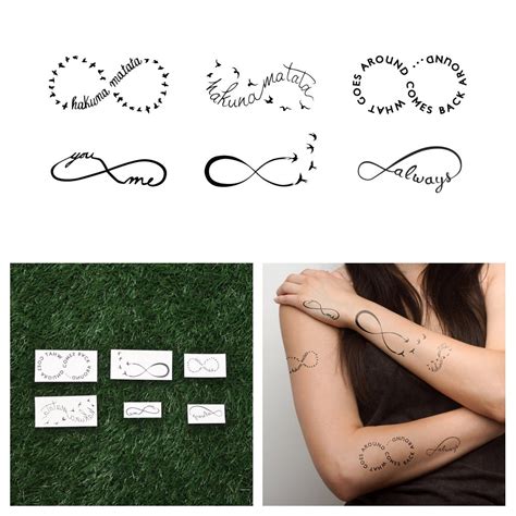 Infinity Symbol Set Temporary Tattoo Set of 6 by Tattify on Etsy