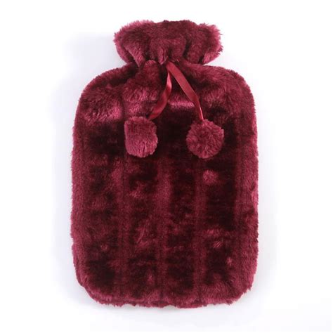 L Hot Water Bottle With Faux Fleece Cover For Thermotherapy Pain Relief Warm Cold Compress