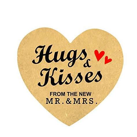 Top Label Wedding Favor Stickers Hugs And Kisses From The New Mr And Mrs