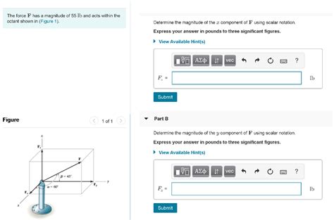 Solved The Force F Has A Magnitude Of Lb And Acts Within Chegg