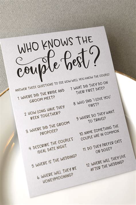 Who Knows The Couple Best Bridal Shower Game Wedding Activities