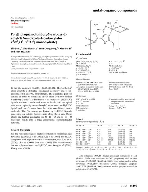 PDF Poly diaqua sodium μ 3 5 carb oxy 2 ethyl 1H imidazole 4