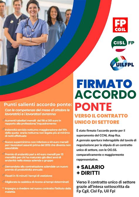 Salute Fp Cgil Cisl Fp Uil Fpl Firmato Accordo Ponte Per Superare