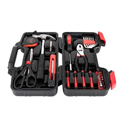 Portable 39pcs Red Basic Tool Set Household Mechanics Tool Kit with ...