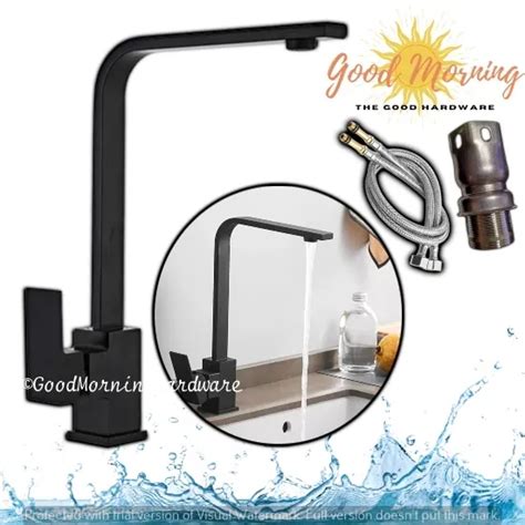 1PCS Stainless Steel SUS304 Matte Black Square Handle Hot Cold Lavatory Bathroom Faucet Single
