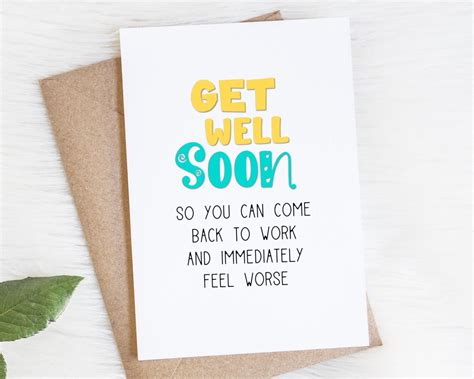 Funny Coworker Get Well Soon Card Etsy