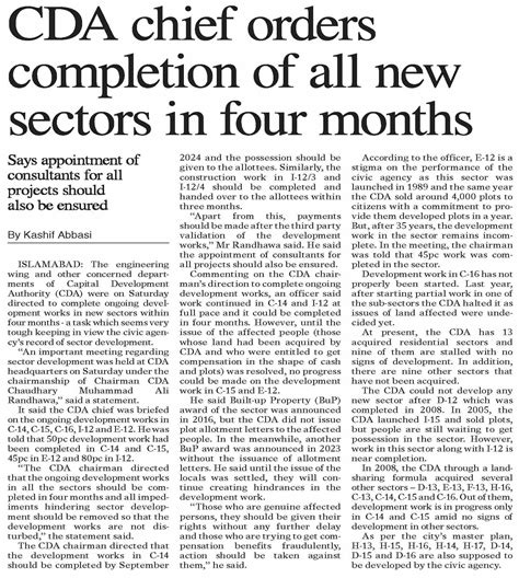 Dawn EPaper May 27 2024 CDA Chief Orders Completion Of All New