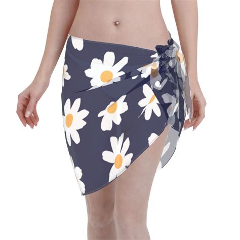 Daisy Floral Women Sarongs Skirt Beach Wrap Sheer Bikini Wraps Chiffon