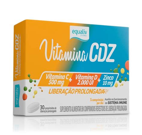 Vitamina CDZ 30 caps Vitamina C Vitamína D Zinco Equaliv Gi