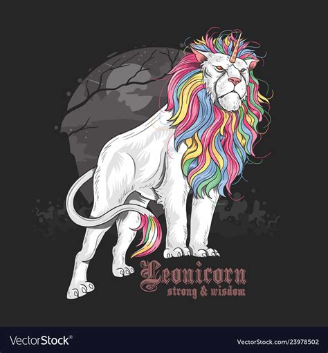 Lion unicorn majestic full color Royalty Free Vector Image