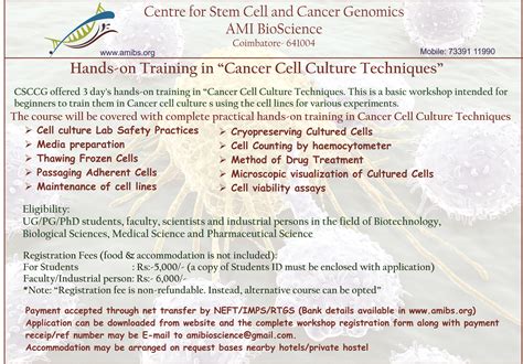 Cancer Cell Culture Techniques Centre For Stem Cell Cancer Genomics