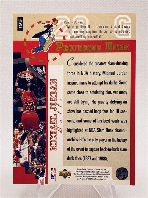 1995 96 UD Collector S Choice Professor Dunk Michael Jordan 195 Insert