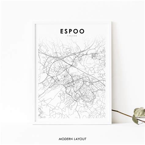 Espoo Finland Map Print Map Art Poster Esbo Uusimaa Suomi | Etsy