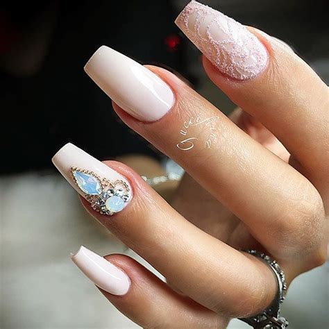 18 Nude Nails Designs For A Classy Look Nude Nails With Rhinestones