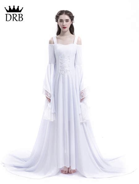 White Renaissance Fairy Tale Medieval Wedding Dress Uk