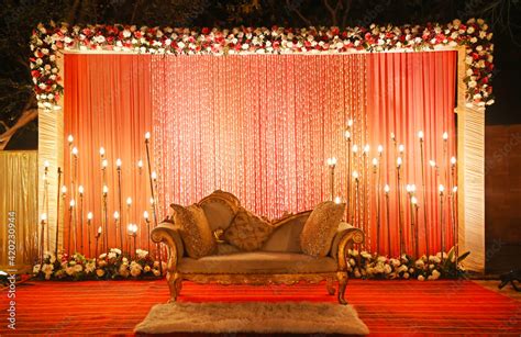 Beautiful Interior Of Marriage Hall Decorated Stage For Functions