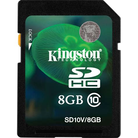 Kingston 8GB SDHC Memory Card Class 10 SD10V 8GB B H Photo Video