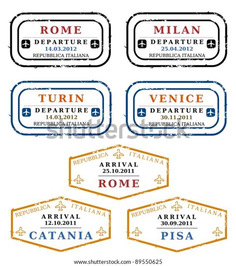 Travel Stamps Italy Grungy Scalable Stamps Stock Illustration