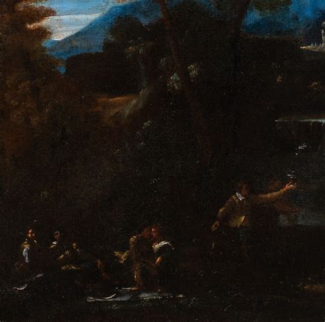 Sisto Badalocchio NUDE MOONLIT BATHERS LANDSCAPE 17th Century MutualArt