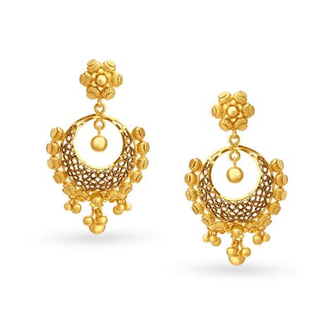 Buy Mesmerizing Yellow Gold Beaded Filigree Drop Earrings At Best Price Tanishq Us